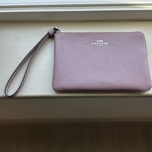 Coach leather corner zip wristlet wallet